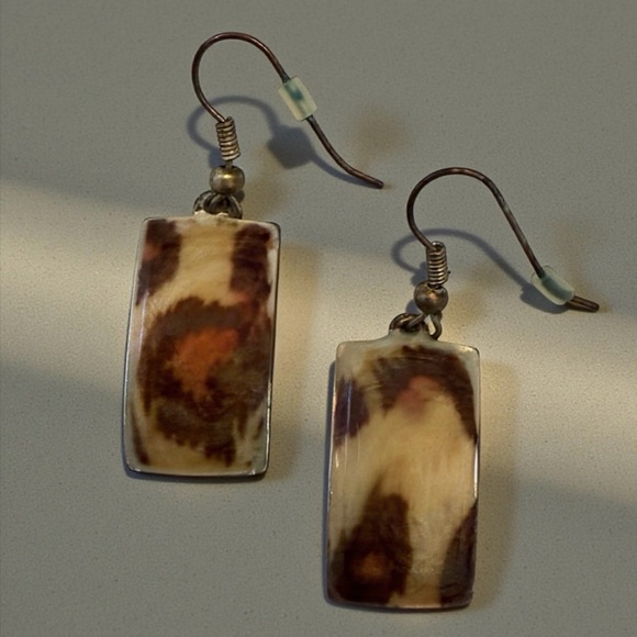 Source Unknown Jewelry - Elegant Brown and Cream Animal Print Boho Earrings